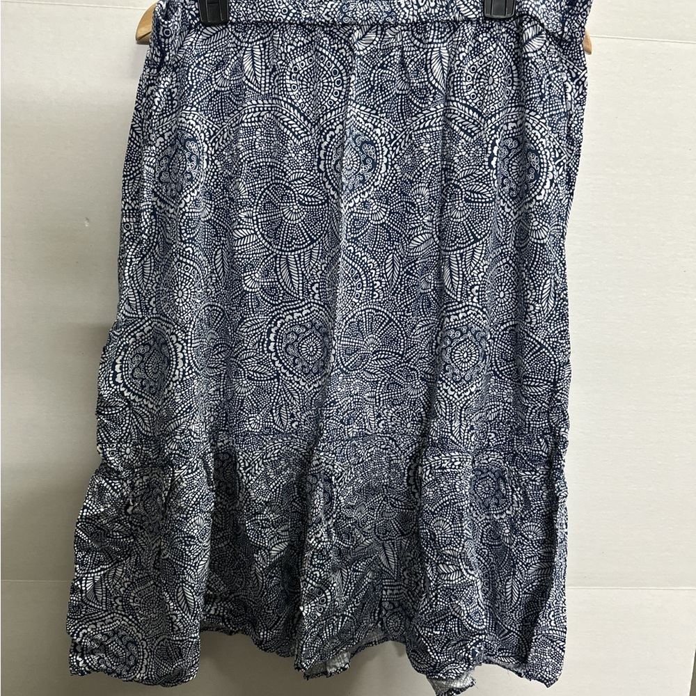 Talbots Navy Patterned A-Line Skirt
